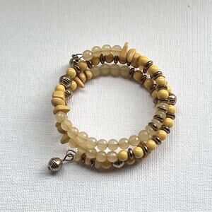 New York & Company Wrap Wrist Beaded Yellow Earth Tone Bracelet